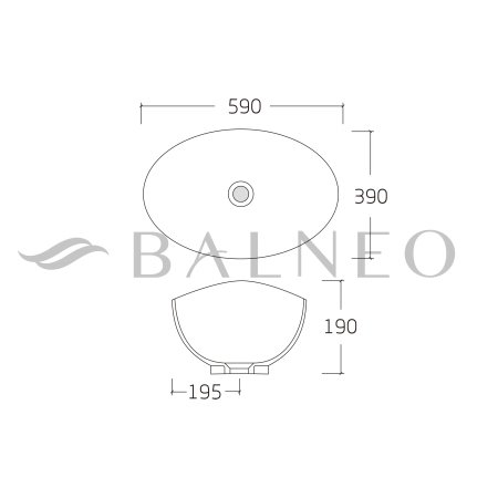 Balneo Zerra 59 x 39 cm White Ceramic Countertop Sink with Chrome Overflow