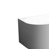 Wanna wolnostojąca narożna prawa Balneo AVOLA ryflowana NO RIM 170 x 80 cm biało szara akrylowa z ramą ze stali nierdzewnej i 6 nóżkami stabilizującymi z przelewem i białym korkiem