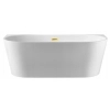 Balneo VIVA wall-mounted freestanding bathtub, white, 170 x 80 cm, acrylic, with stainless steel frame and 6 stabilizing legs, overflow, and mirror gold click-clack drain
