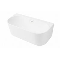 Freestanding bathtub wall-mounted Balneo VIVA PLUS NO RIM 160 x 75 cm white acrylic with frame made of stainless steel and 6 stabilizing legs with overflow and white plug