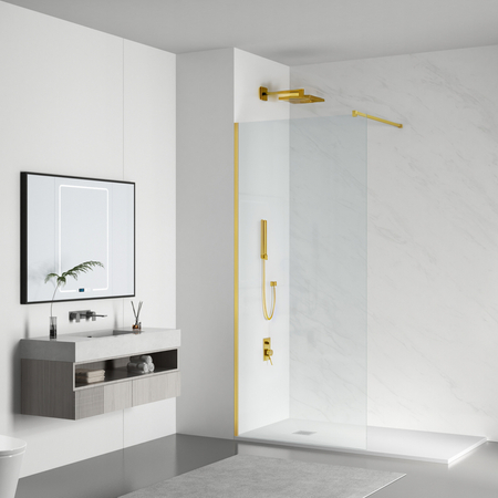 Ścianka prysznicowa Balneo Beira 120 x 200 cm złota szkło transparentne 8 mm
