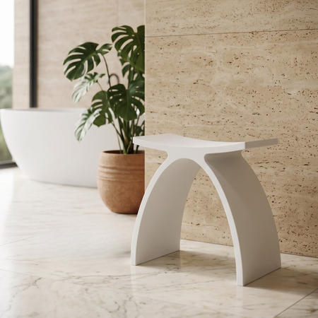 Stołek łazienkowy LAVO Solid Surface Coco White/Biały