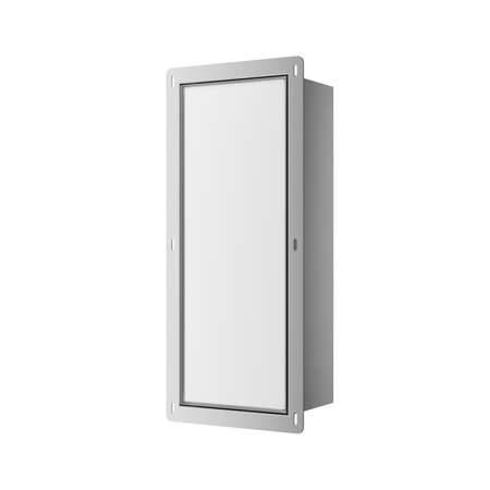 Schowek na szczotkę WC Balneo Wall Box Brush S White Glass prawy do wbudowania w ścianę ze stali nierdzewnej