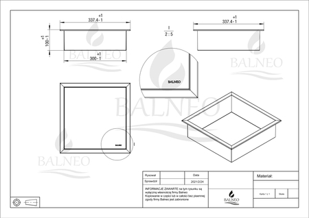 Półka wnękowa Balneo Wall Box One Black 30 x 30 x 10 cm czarna ze stali nierdzewnej z kołnierzem