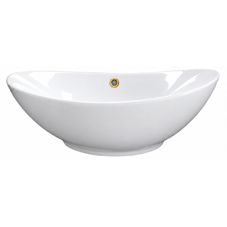 Umywalka nablatowa Balneo Zerra 59 x 39 cm biała ceramiczna z przelewem w kolorze złotym