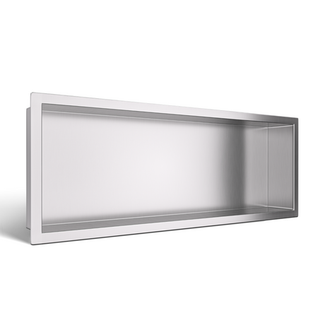 Balneo WALL-BOX ONE Inox 60x20x10 cm stainless steel recessed shelf with collar