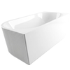 Freestanding bathtub corner left Balneo AVOLA fluted NO RIM 160 x 75 cm white acrylic with frame made of stainless steel and 6 stabilizing legs with overflow and white plug
