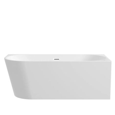 Right corner freestanding bathtub Balneo AVOLA 170 x 80 cm white acrylic with a stainless steel frame and 6 stabilizing legs with a white overflow and drain