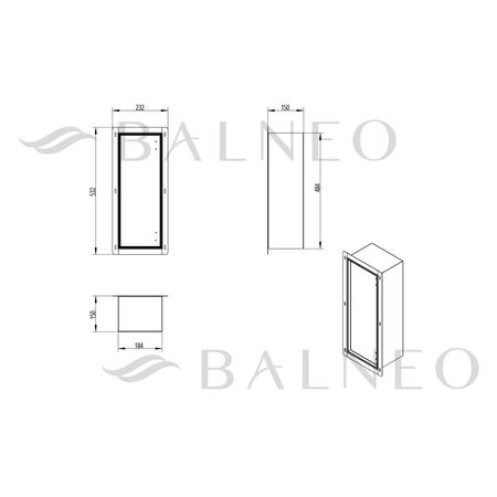 Schowek na szczotkę WC Balneo Wall Box Brush S Tiles prawy do wbudowania w ścianę ze stali nierdzewnej
