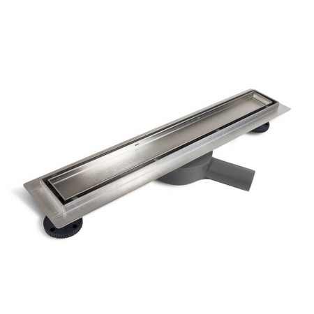 Odpływ liniowy podłogowy Balneo 360 Drain 60 cm dwustronny z panelem ze stali nierdzewnej szczotkowanej z obrotowym syfonem