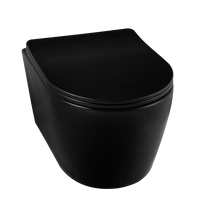 Balneo Luxa Rimless Black Wall-Mounted Toilet Bowl without Collar, with Slow-Close Duroplast Seat