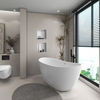 Balneo PARMA freestanding bathtub 170 x 72 cm, white acrylic with a stainless steel frame and 6 stabilizing legs, featuring an overflow and chrome drain