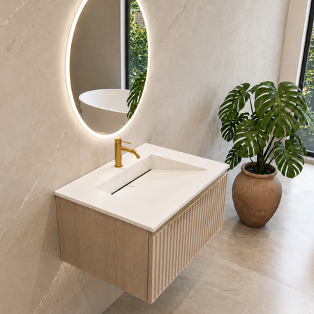 Umywalka ALVERIA Solid Surface Coco White/Biała z odpływem liniowym 60 cm