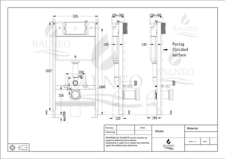 Zestaw podtynkowy WC Balneo stelaż Fix-Frame Standard z białą miską WC Luna i przyciskiem do wyboru