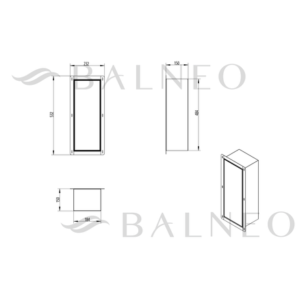 Schowek na szczotkę WC Balneo Wall Box Brush S White Glass prawy do wbudowania w ścianę ze stali nierdzewnej