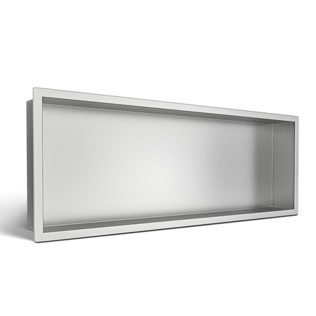 Półka wnękowa Balneo Wall Box One Inox 90 x 30 x 7 cm ze stali nierdzewnej szczotkowanej z kołnierzem