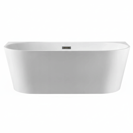 Free-standing wall-mounted bathtub Balneo VIVA white 170 x 80 cm acrylic with stainless steel frame and 6 stabilizing legs with overflow and gun metal plug