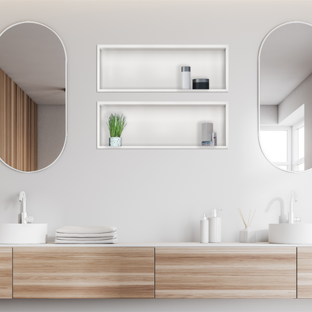 Półka wnękowa Balneo WALL-BOX ONE White 60x20x10 cm biała ze stali nierdzewnej z kołnierzem