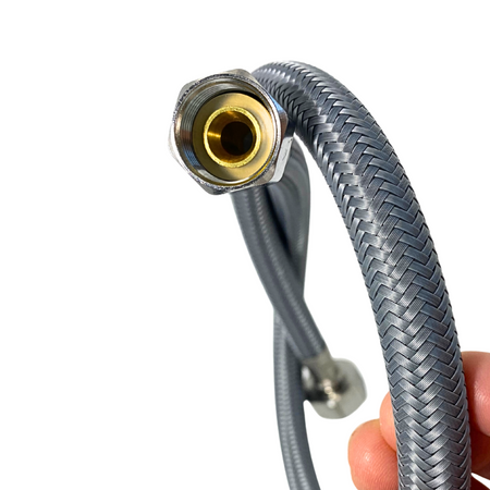 Balneo PEX connection hose in grey braid 1/2" x 3/8" 50 cm