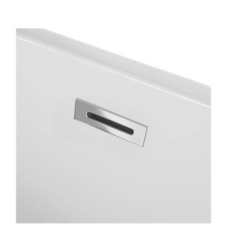 Balneo AVOLA 150 × 75 cm Left-Hand Freestanding Corner Bathtub, White Acrylic with Stainless Steel Frame, 6 Stabilizing Legs, Overflow and Chrome Plug