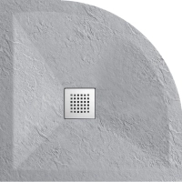 Composite Shower Tray Balneo Stone Tray 80 × 80 × 2.5 cm Light Grey Low-Profile Semi-Circular