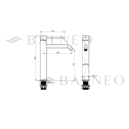 Balneo Cascade washbasin faucet model 2 copper