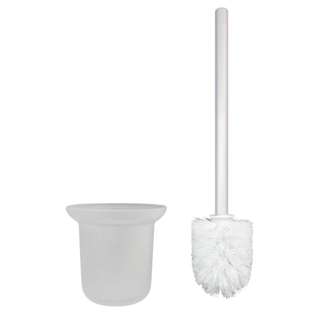 Schowek na szczotkę WC Balneo Wall Box Brush L White Glass lewy do wbudowania w ścianę ze stali nierdzewnej