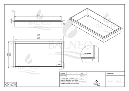 Balneo Wall Box No rim White 60 x 30 x 7 cm white stainless steel recessed shelf without collar