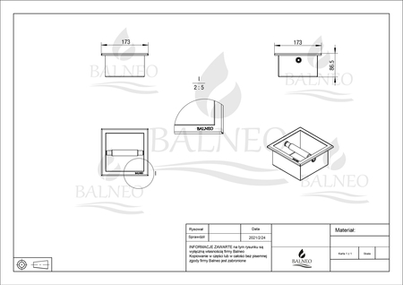 Uchwyt na papier Balneo Wall Box Paper 1 wbudowany w ścianę ze stali nierdzewnej szczotkowanej