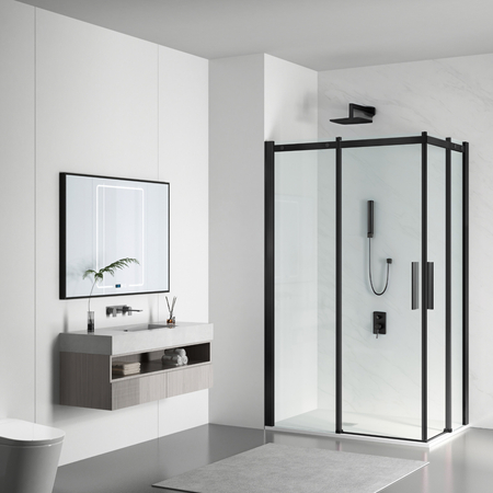 Kabina prysznicowa rozsuwana Balneo Rio 80 x 80 cm czarna transparentna