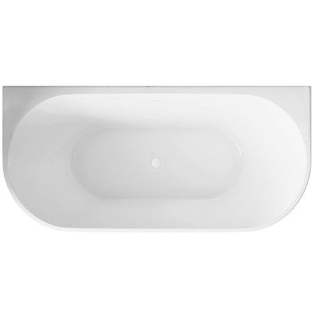 Freestanding bathtub wall-mounted Balneo VIVA NO RIM 170 x 80 cm white grey acrylic with frame made of stainless steel and 6 stabilizing legs with overflow and white plug