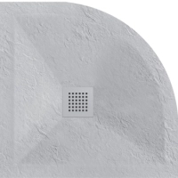 Balneo Stone Tray Composite Low-Profile Semicircular Shower Tray 90 × 90 × 2.5 cm, Light Gray