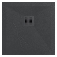 Balneo Stone Tray composite shower tray 80 x 80 x 2.5 cm dark grey low square