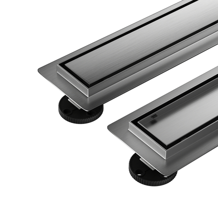 Balneo Duplex Next Gun Metal 70 cm Double-Sided Brushed Stainless Steel Floor Linear Drain with Low Siphon and Deep Sediment Trap