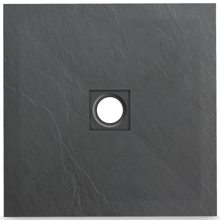 Brodzik z konglomeratu mineralnego Balneo Stone Tray 80 x 80 x 2,5 cm ciemnoszary niski kwadratowy