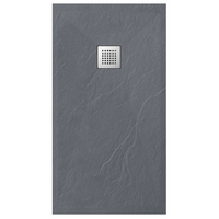 Balneo Stone Tray Composite Low-Profile Rectangular Shower Tray 100 × 90 × 2.5 cm, Dark Gray