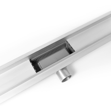 Odpływ liniowy podłogowy Balneo Duplex Next Inox 100 cm dwustronny ze stali nierdzewnej szczotkowanej z niskim syfonem i głębokim osadnikiem