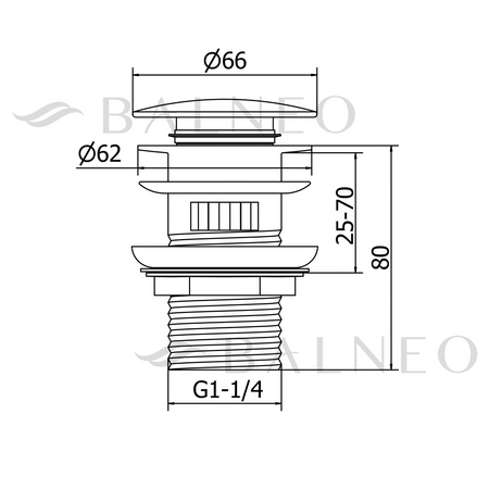 Brass washbasin stopper Balneo Klik Klak F black with basket and overflow