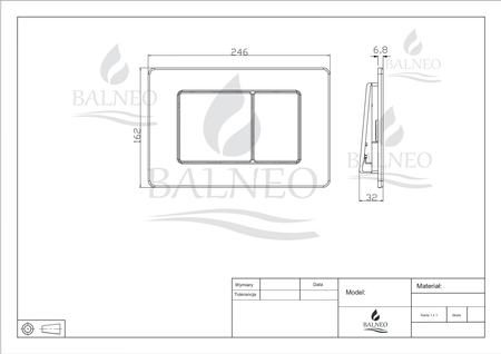 Flush button for TOILET Balneo Axo inox made of stainless steel brushed