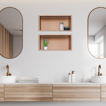 Balneo WALL-BOX Copper 45x20x10 cm copper stainless steel recessed shelf with collar