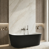 Freestanding bathtub wall-mounted Balneo VIVA NO RIM 170 x 80 cm white black acrylic with frame made of stainless steel and 6 stabilizing legs with overflow and white plug