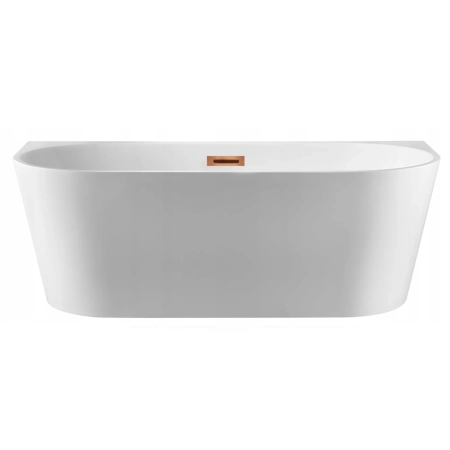 Balneo VIVA wall-mounted freestanding bathtub, white, 170 x 80 cm, acrylic, with stainless steel frame and 6 stabilizing legs, overflow, and copper click-clack drain