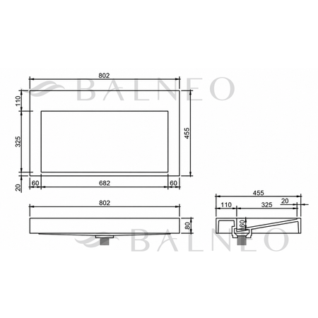 Umywalka VELORIA Solid Surface Coco White/Biała z odpływem liniowym 80 cm