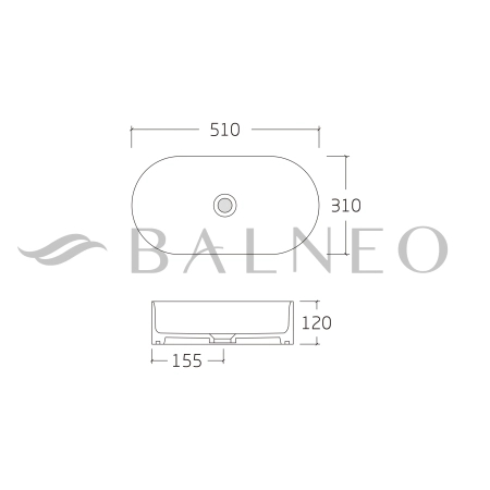 Balneo Nessa 51 x 31 cm White Ceramic Countertop Basin