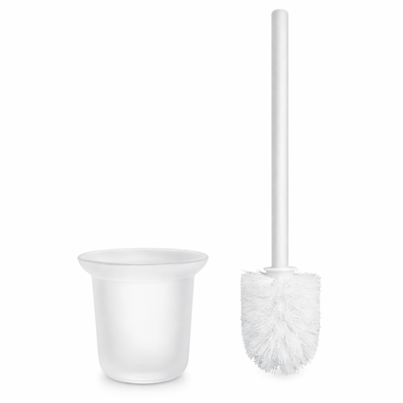 Schowek na szczotkę WC Balneo Wall Box Brush S White Glass prawy do wbudowania w ścianę ze stali nierdzewnej