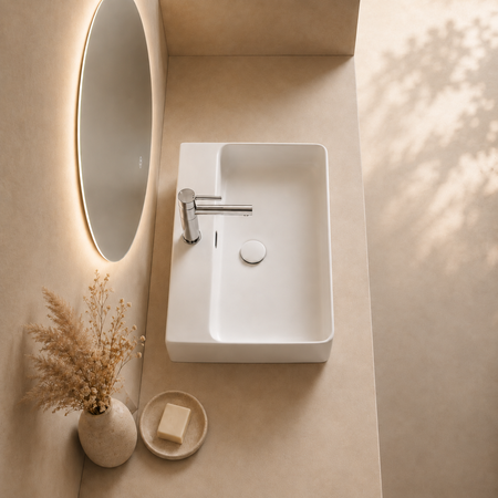 Balneo Neria 60 × 42 cm white ceramic countertop washbasin