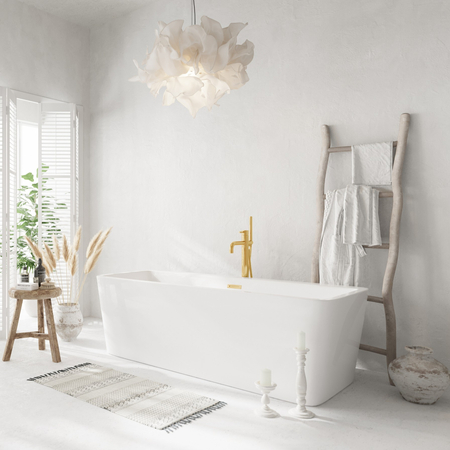 Balneo ROMA freestanding bathtub 170 x 80 cm white acrylic with stainless steel frame and 6 stabilising legs with overflow and mirror gold plug