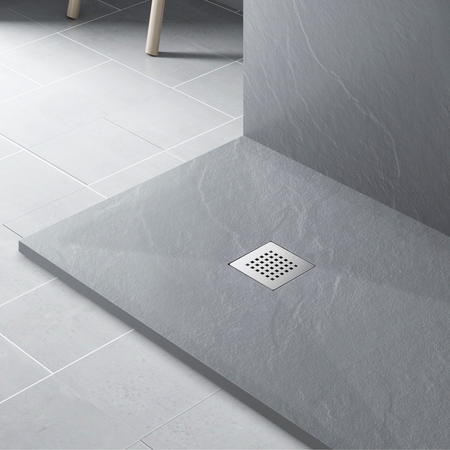 Composite shower tray “Balneo Stone Tray” 120 × 80 × 2.5 cm, light gray, low-profile, rectangular