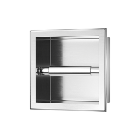 Balneo Wall Box Paper 1 Recessed In-Wall Paper Holder, Brushed Stainless Steel
