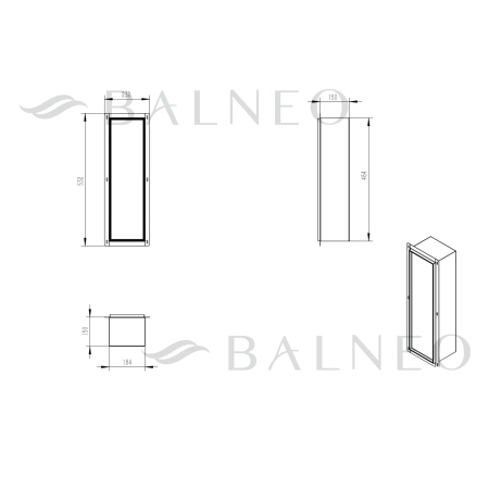 Schowek na szczotkę WC Balneo Wall Box Brush S Tiles lewy do wbudowania w ścianę ze stali nierdzewnej